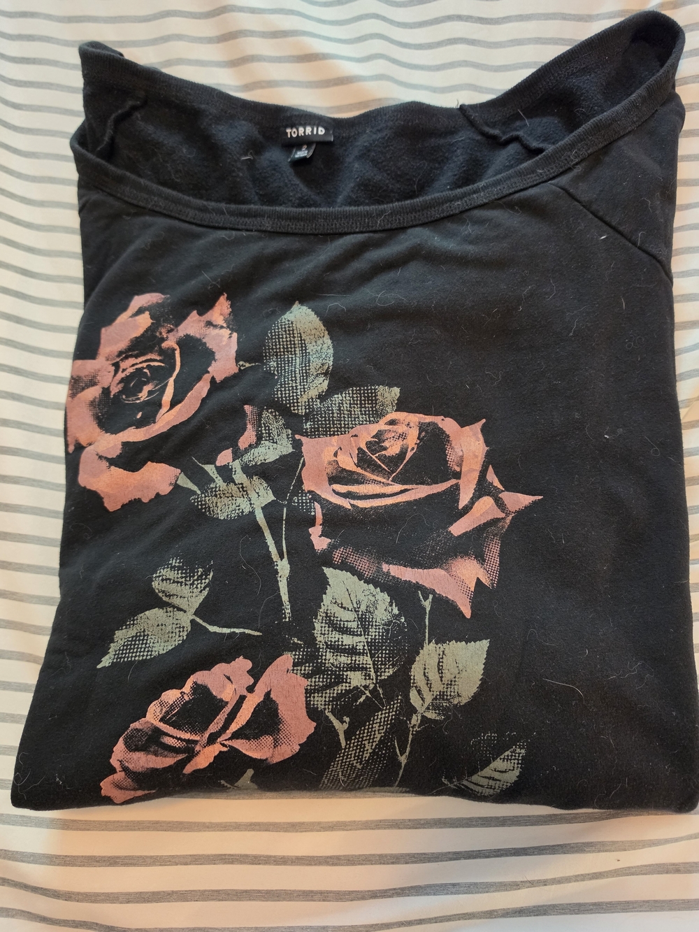 Torrid Black Rose Graphic Scoop Neck Top